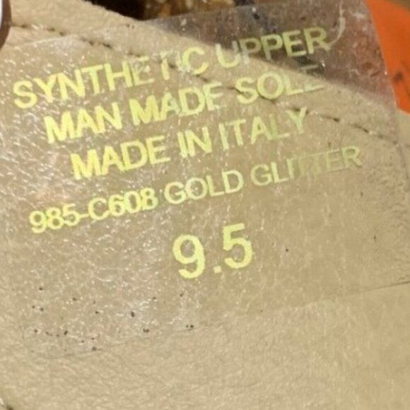 Bio-Gold with gold glitter stones wedge sandals Size 9.5 - Picture 2 of 10